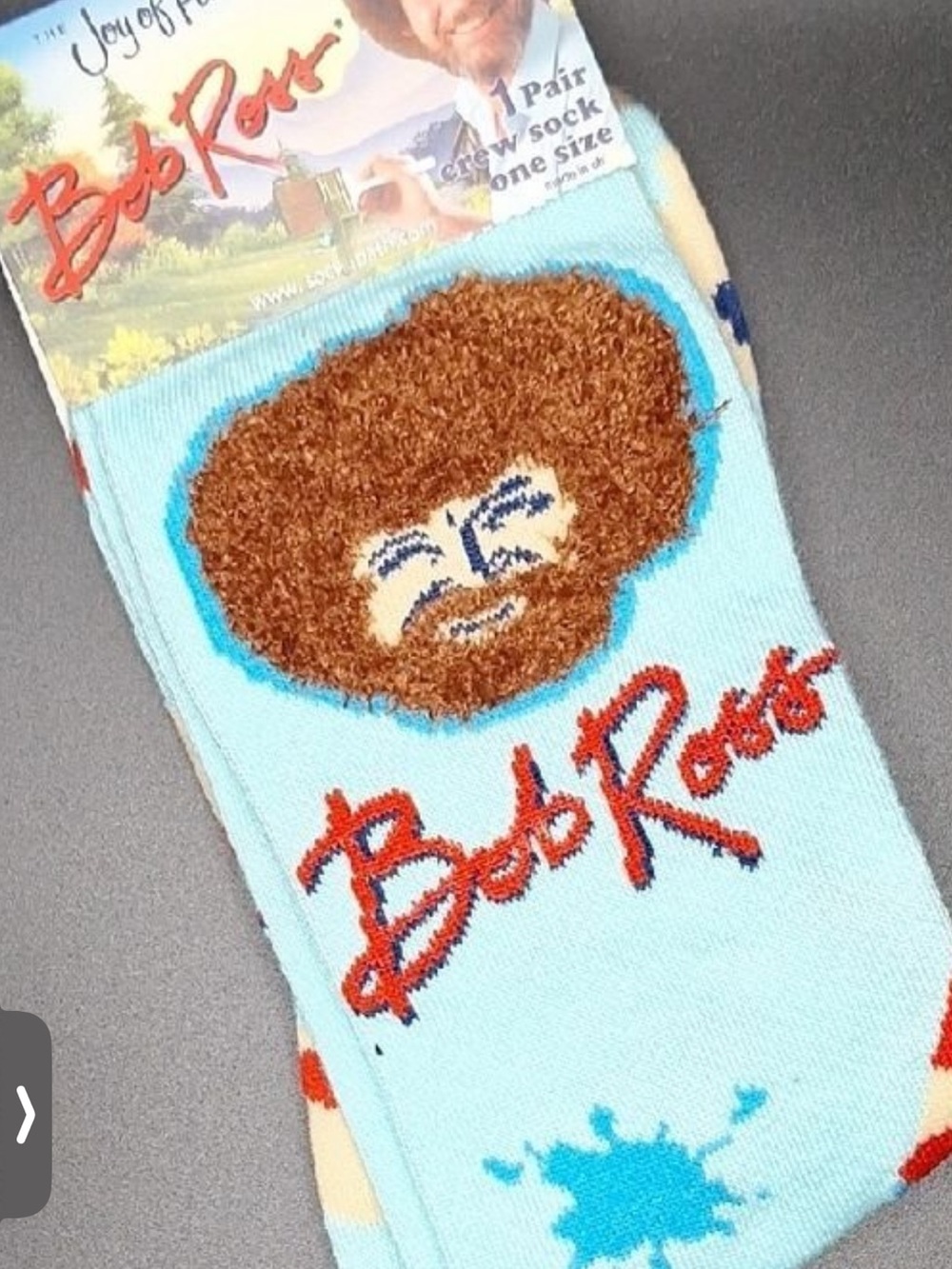 Bob Ross Light Blue Crew Socks